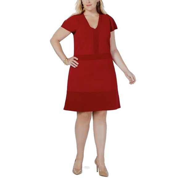 NWT Womens Plus Size 0X MICHAEL Michael Kors Red Midweight Knit Sheath Dress - Picture 1 of 2